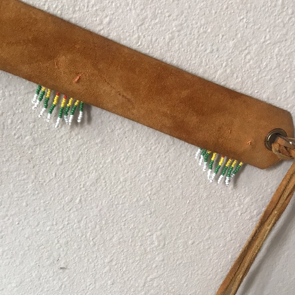 Native American Vibe Suede Mandela Beaded Fringe Tie Belt - Picture 12 of 16